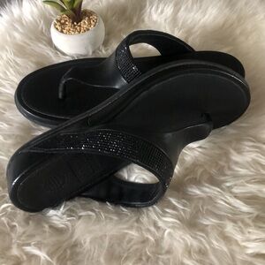 Fitflop Black Embellished Thong Sandals